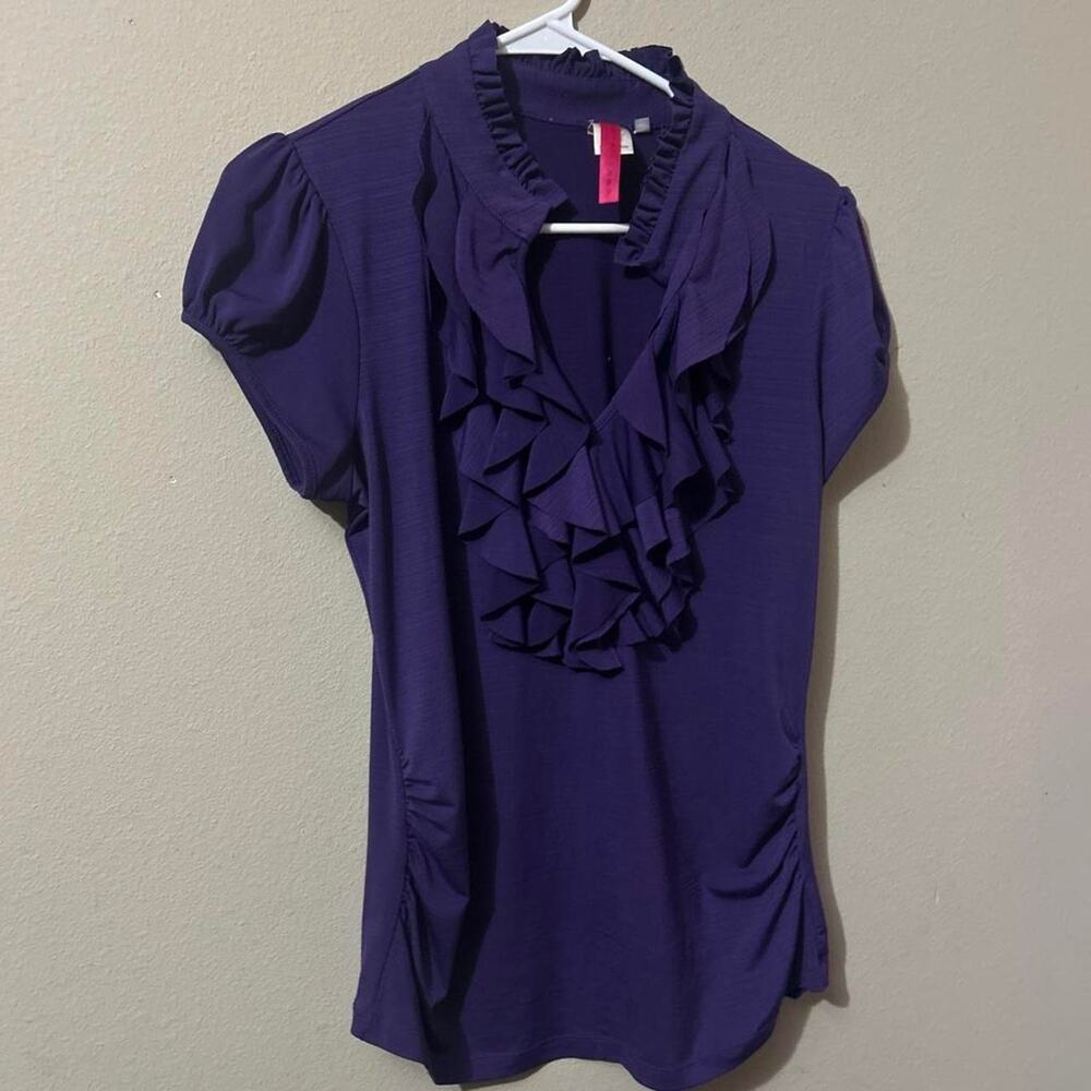 Purple ruffle blouse with ruffled